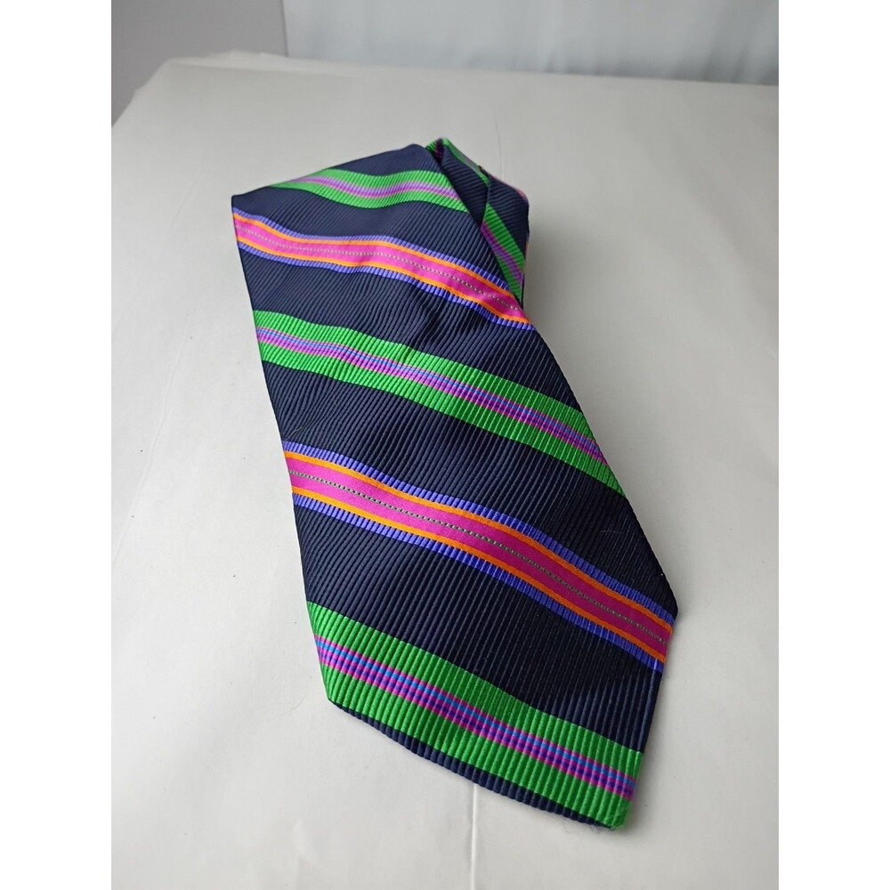 Dion Collection Men's 100 Italian Silk Diagonal Striped Multi Color Neck tie